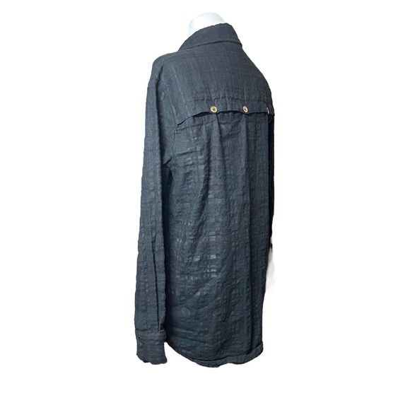 Saint+Sofia Black Burnout Button Down Shirt Long Sleeve Collared Casual Womens 6 - Picture 4 of 12
